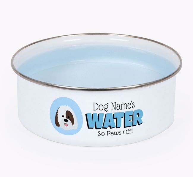 Water, Paws Off: Personalized {breedFullName} Enamel Dog Bowl